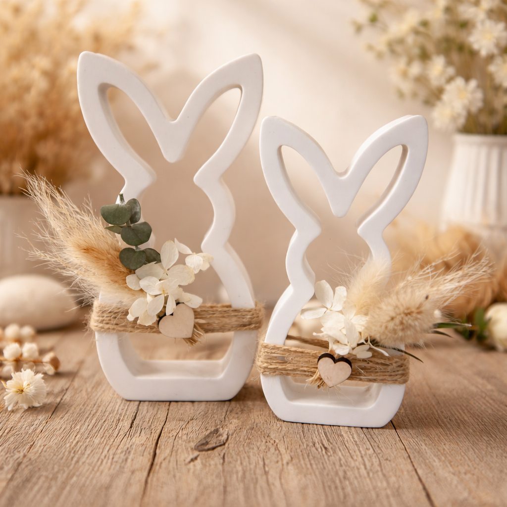 Osterhasen-Deko „Frühlingszauber“ – liebevoll dekoriertes Hasenpaar