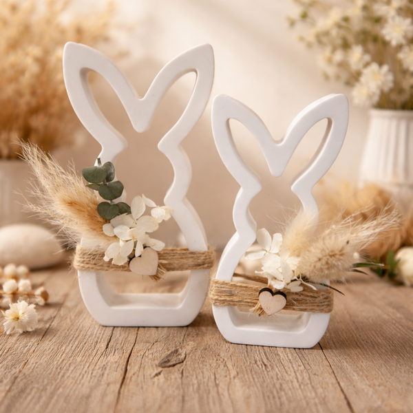 Osterhasen-Deko „Frühlingszauber“ – liebevoll dekoriertes Hasenpaar