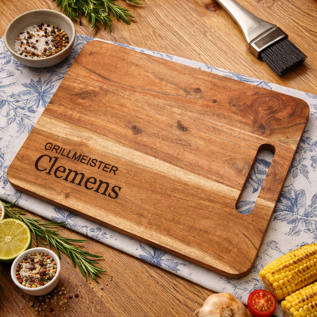 Grillmeister-Brett mit Wunschname – das perfekte Geschenk für echte Grillfans