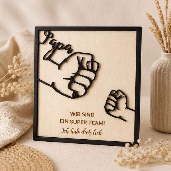 Papa Schild aus Holz – „Wir sind ein super Team“