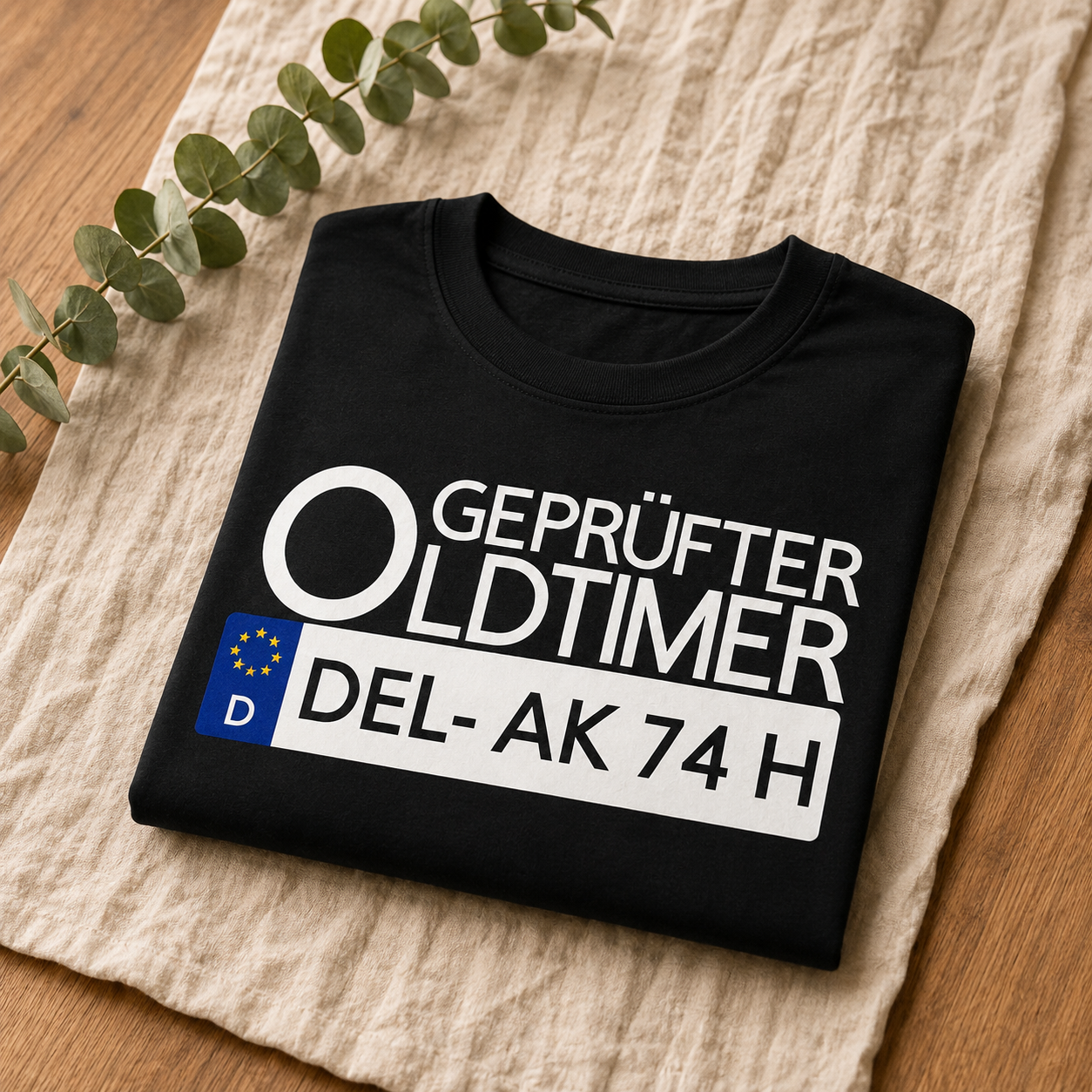 T-Shirt „ geprüfter Oldtimer“, personalisiert