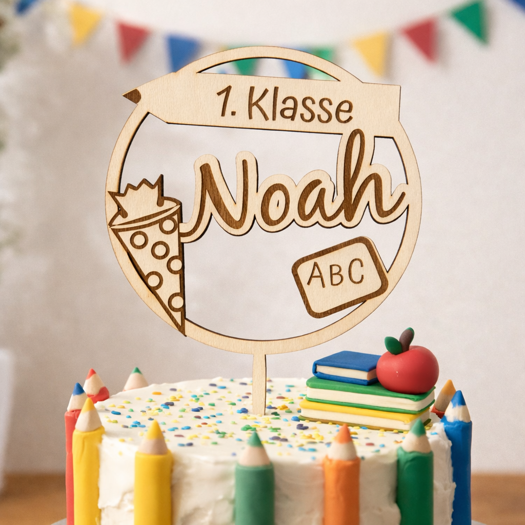 Cake Topper “1. Klasse” – personalisiert mit Name