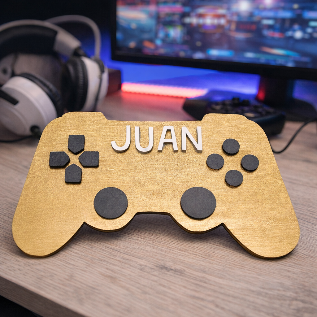 Personalisiertes Gamer-Schild in Controller-Form