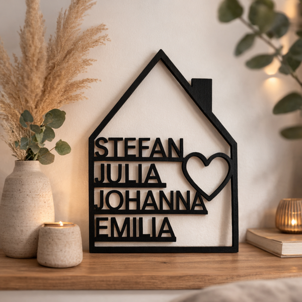 Personalisierte Deko im Haus-Design – mit Wunsch-Namen