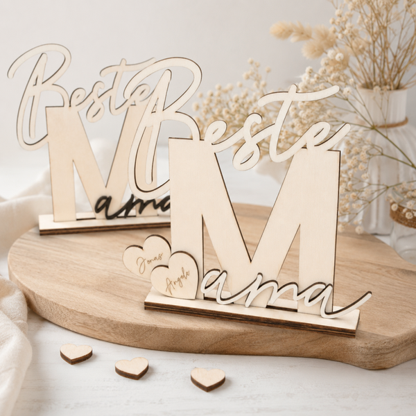 “Beste Mama” Dekoaufsteller – personalisierbar & mit Herz!