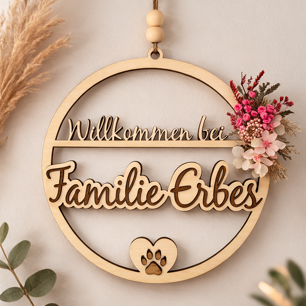 Personalisiertes Willkommensschild mit Herz