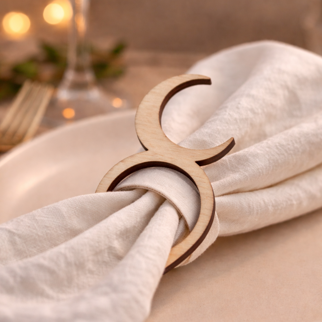 Serviettenringe Halbmond aus Holz – Ramadan Tischdeko