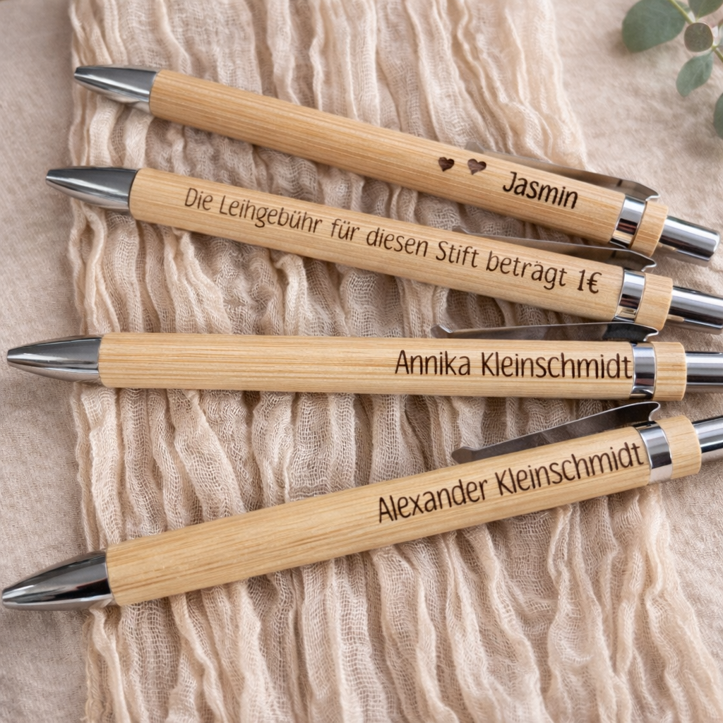 Bambus-Kugelschreiber mit Gravur