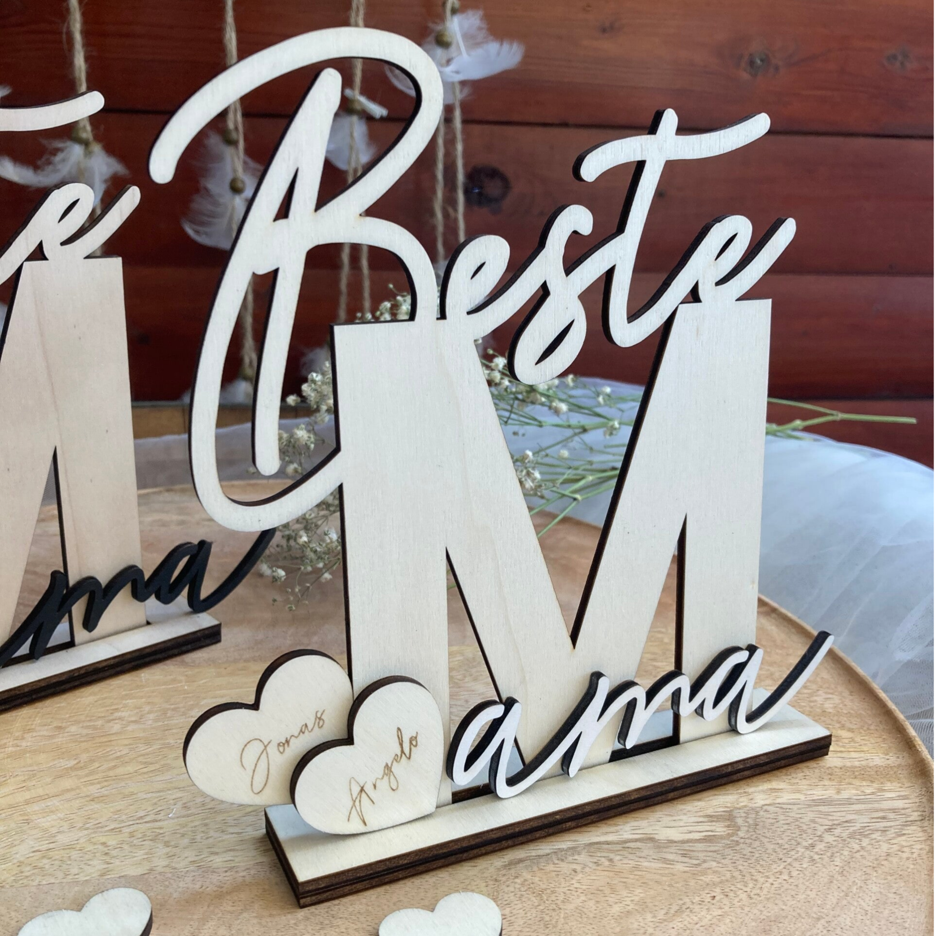 “Beste Mama” Dekoaufsteller – personalisierbar & mit Herz!
