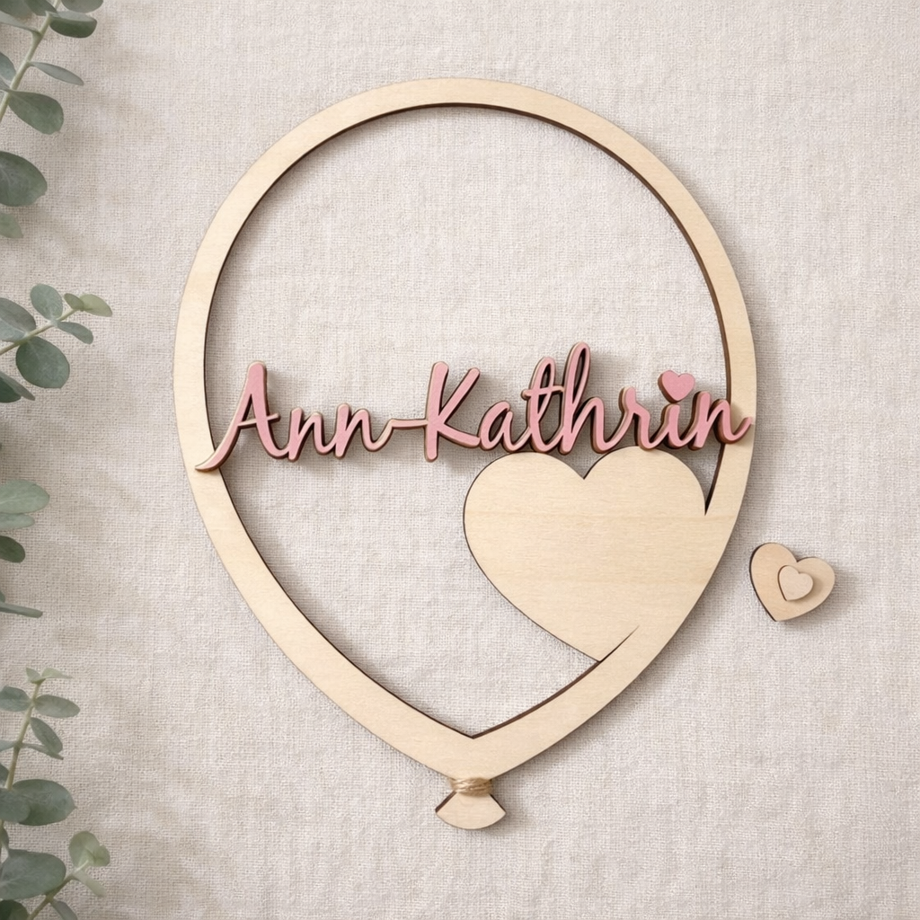 Namensschild Luftballon Herz, personalisiert