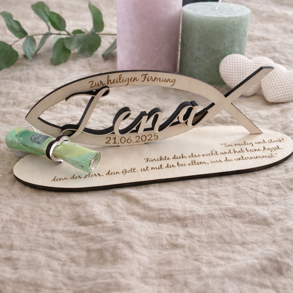 Holzaufsteller Fisch, Taufe/Kommunion/Konfirmation