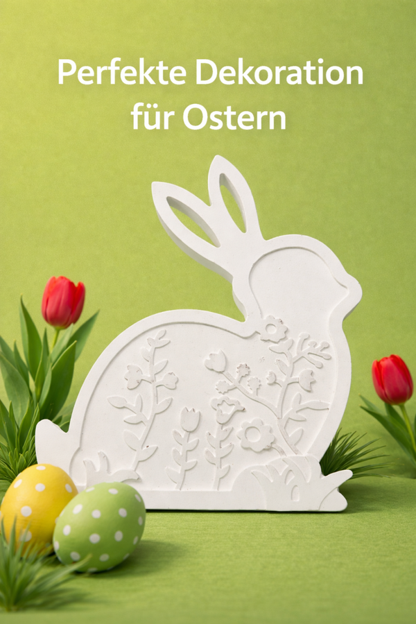 Hase mit Blumenrelief
