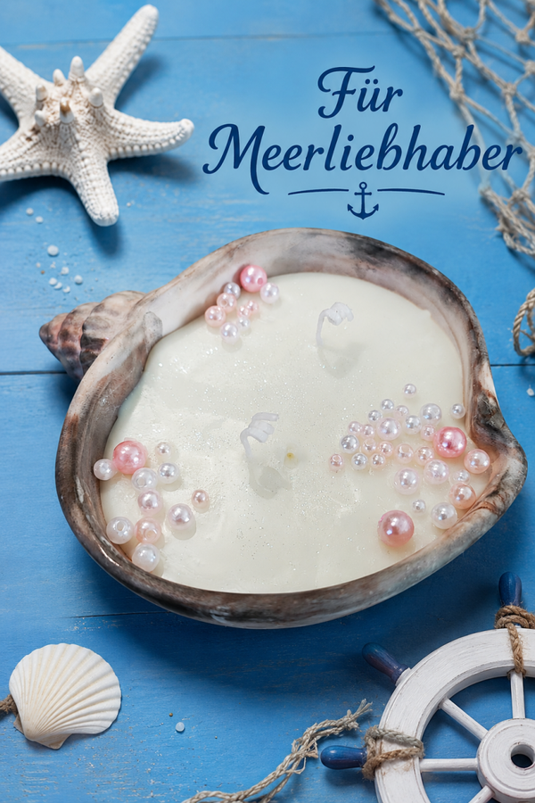 Muschel Kerze mit Perlen