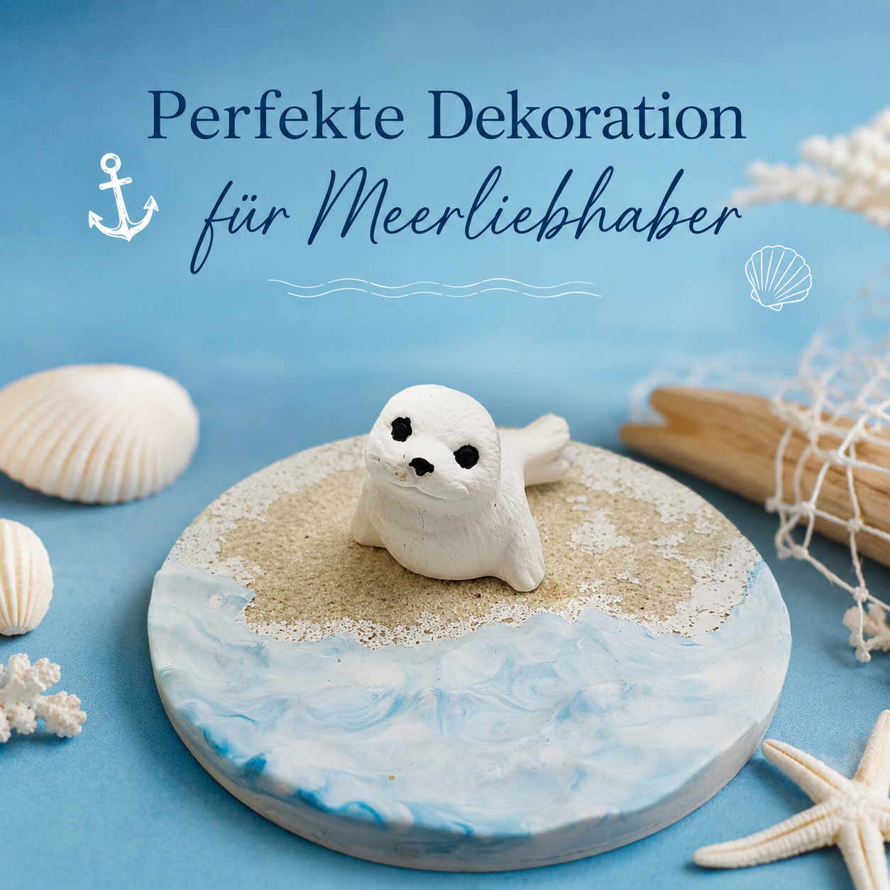 Robbe mit Wellenteller mit Sand