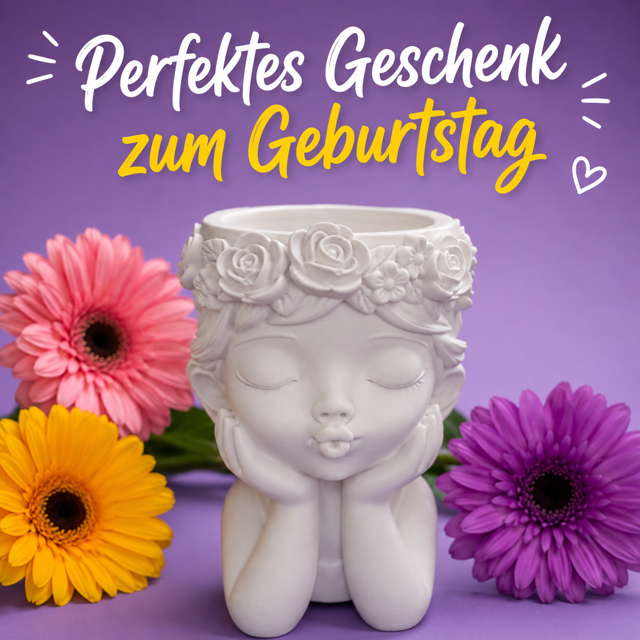 Mädchenbüste (Stifte-, Pinselhalter, Kosmetik, Vase für Trockenblumen