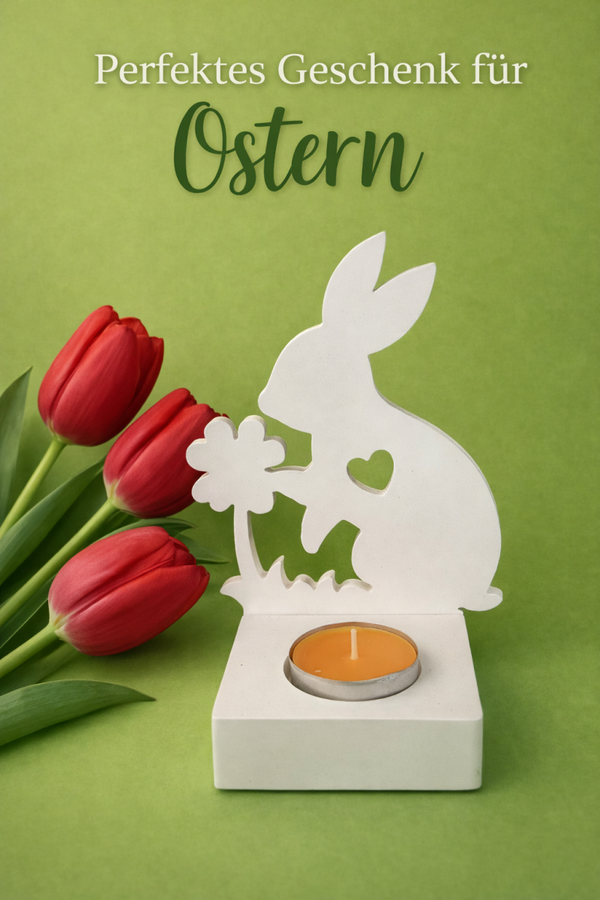 Hase mit Herz und Blume (Einschieber) ohne Teelichtsockel