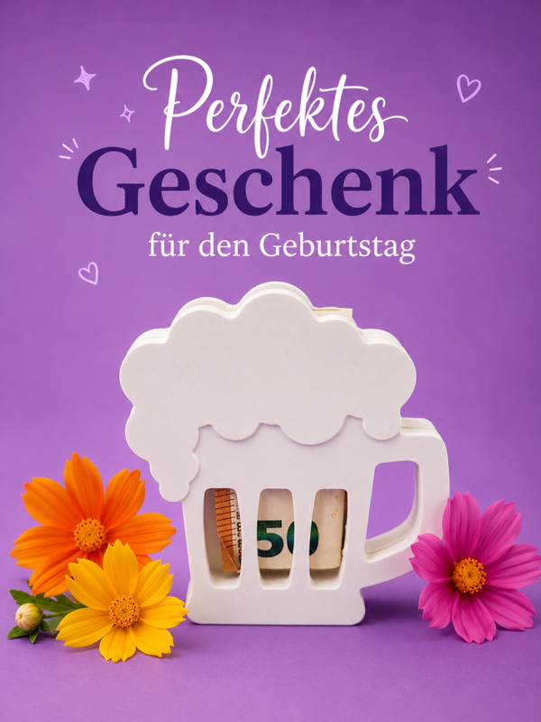 Bierglas/Bierhumpen für Geldgeschenk oder Gutschein (ohne Geldschein)
