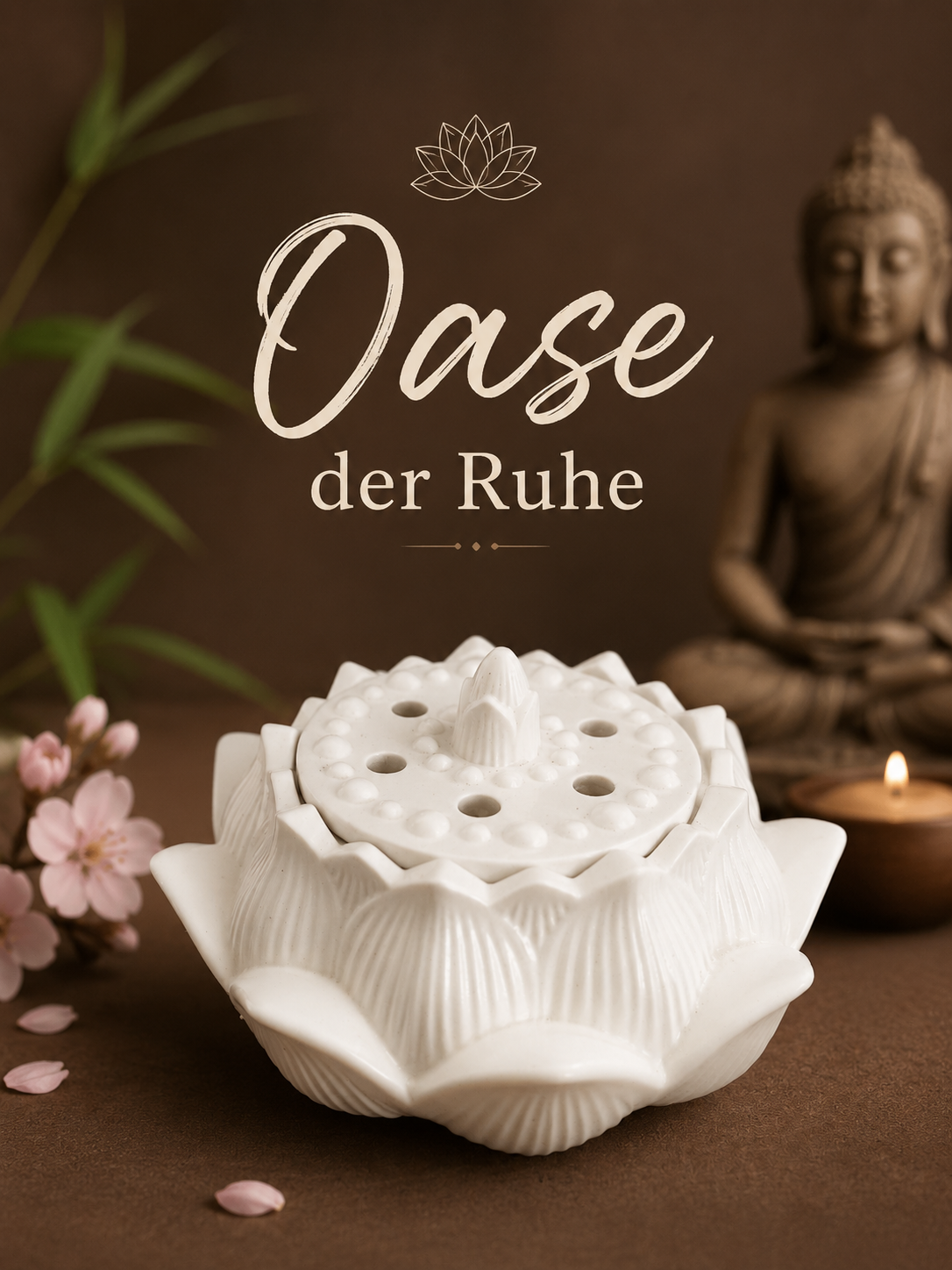 Räuchergefäß, Teelicht Lotusblume mit Deckel