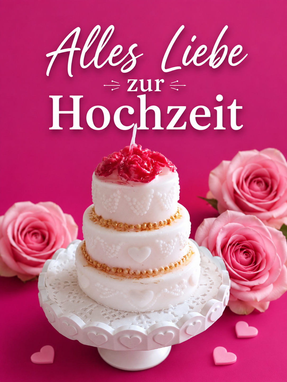 Hochzeitstorte (Kerze) mit Tortenplatte mit Fuß
