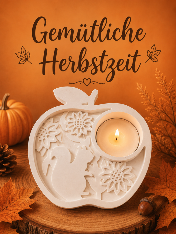 Apfel mit Relief als Teelicht