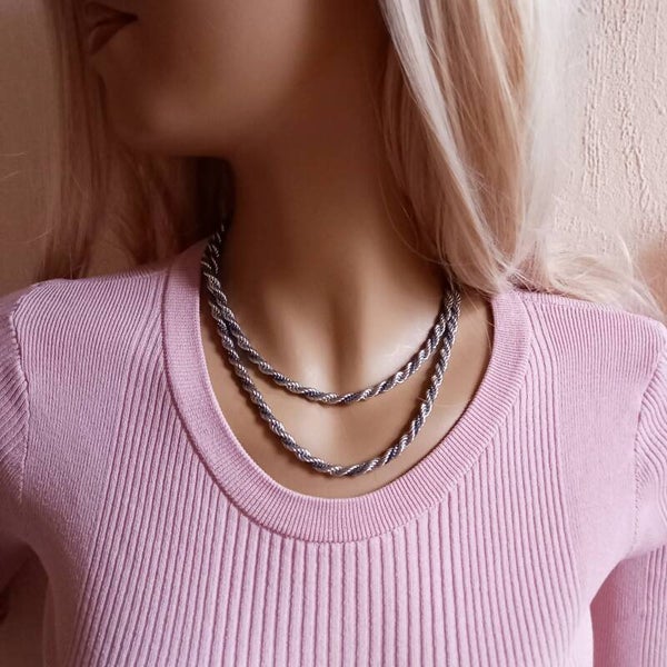Edelstalen koordketting(Nieuwstaat!)