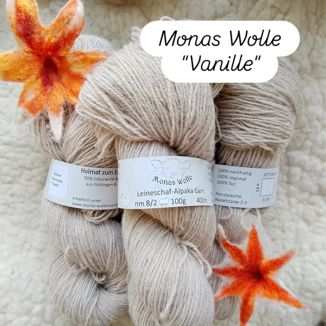 Monas Wolle Leineschaf-Alpaka Garn - sehr fein "Vanille"