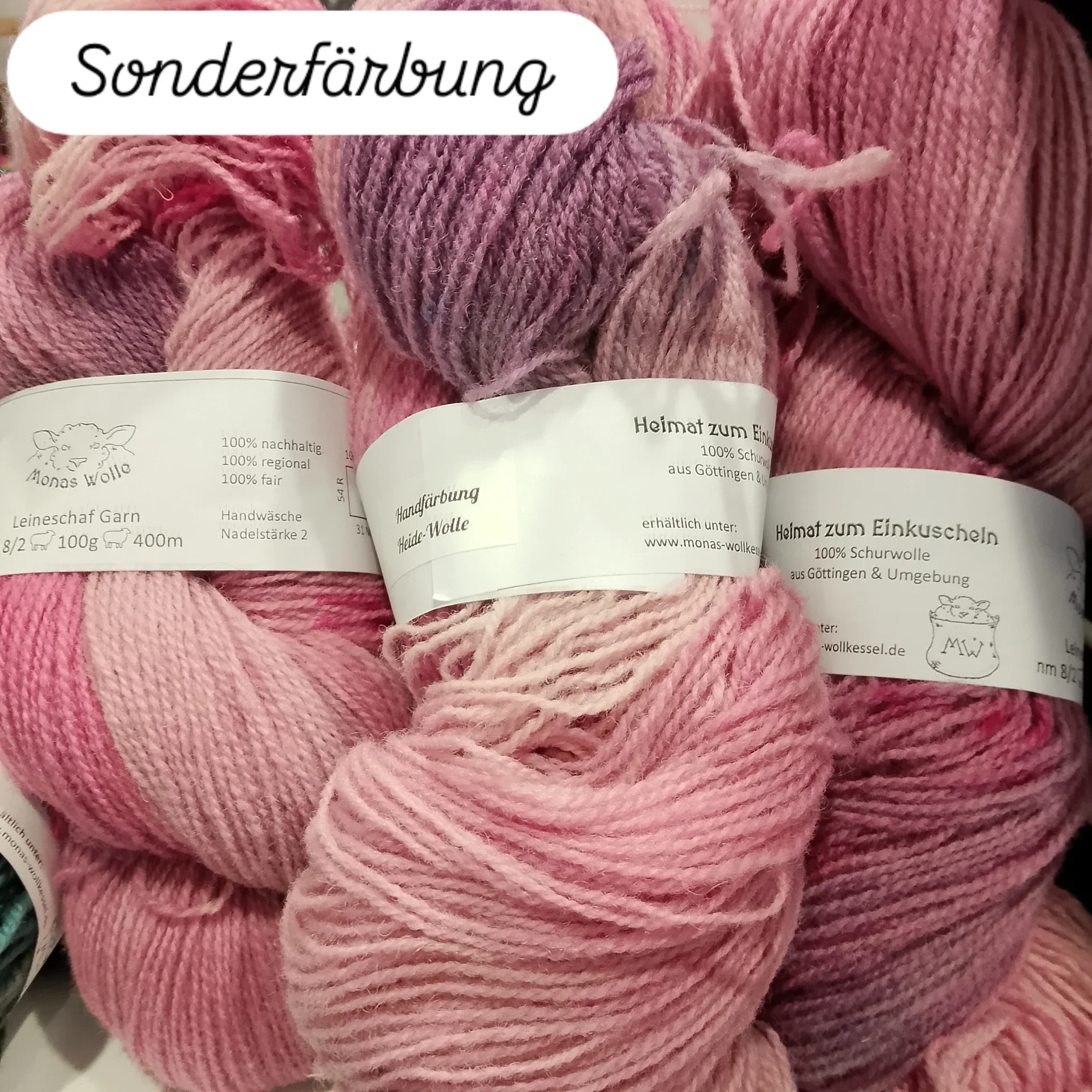 Handfärbung Heide Wolle