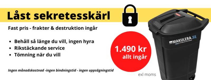 Sekretesstunna. Låsbart. Rikstäckande service