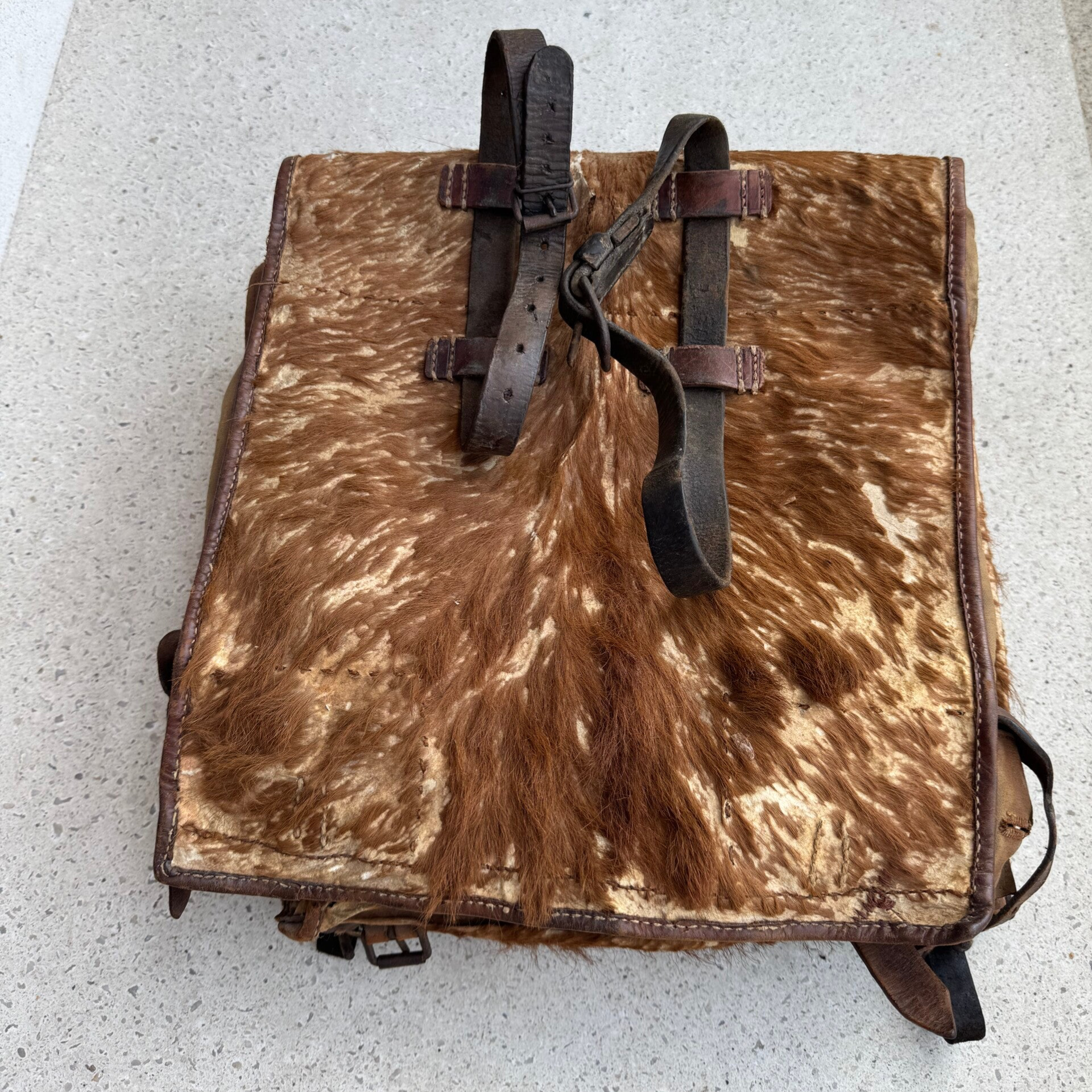 Wo1 Duitse rugzak met zak voor tent piketten ZELFDE REGIMENT !