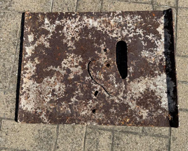 Wo1 Duitse schietplaat met impact uit de Somme