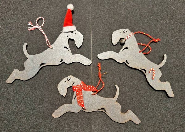 Kerry Blue Terrier handgemaakte kerstornamenten set .