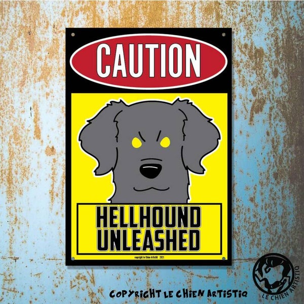 Weimaraner langharig ! waakbord ANGRY DOGS geel !