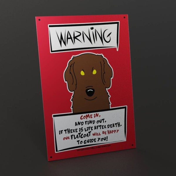 Flatcoated Retriever ! waakbord TWEE kleurslagen ! ANGRY DOGS , PERSONALISEERBAAR !