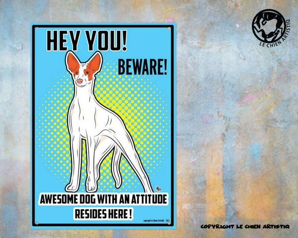 Podenco Ibicenco gladharig ! waakbord COMIC ! 2 kleurslagen