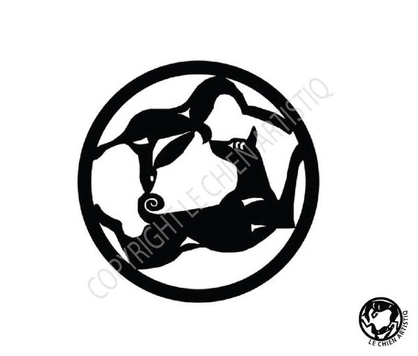 Basenji met haas ! vinyl sticker