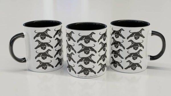 Afghaanse Windhond dravend patroon!  ! CLASSY wit / zwart beker