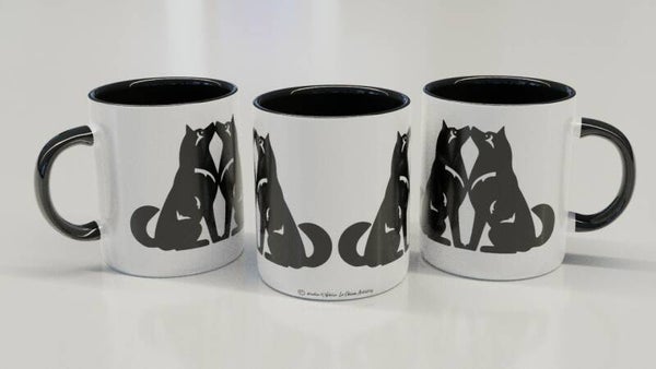 Alaskan Malamute "KISSING" ! CLASSY wit / zwart beker