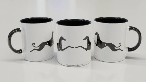 Azawakh ! CLASSY wit / zwart beker