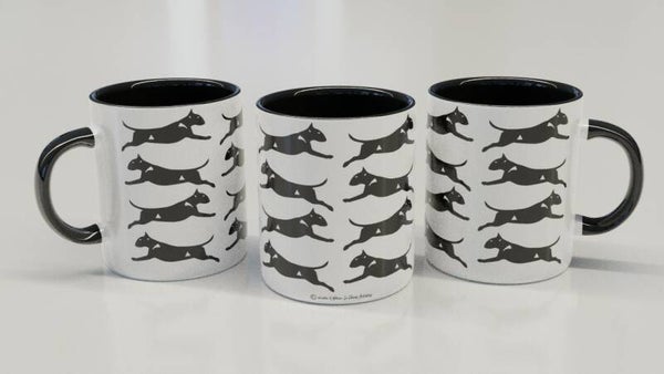 Bull Terrier patroon ! CLASSY wit / zwart beker