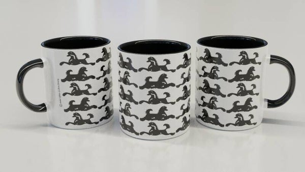 Chinese Naakthond en Powderpuff patroon ! CLASSY wit / zwart beker