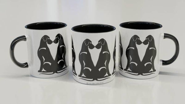 Duitse Dog zittend ! CLASSY wit / zwart beker