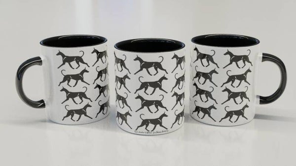 Pharaohond / Pharaohhound patroon ! CLASSY wit / zwart beker