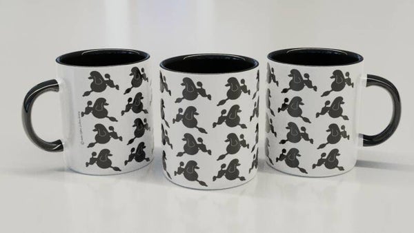 Poedel patroon!  ! CLASSY wit / zwart beker