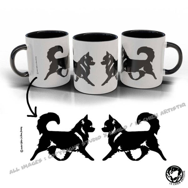 Chihuahua langharig ! CLASSY wit / zwart beker