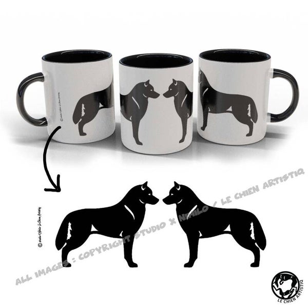 Siberische Husky staand ! CLASSY wit / zwart beker
