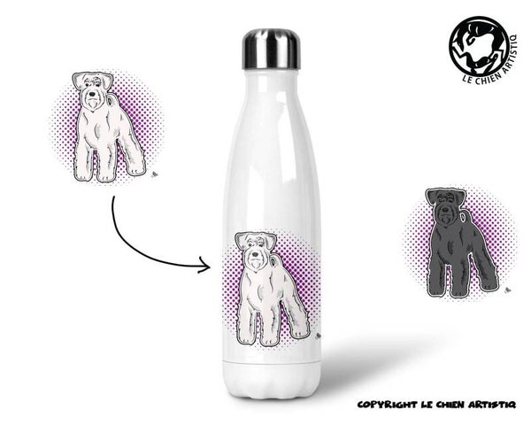 Dwergschnauzer ! COMIC ! thermosfles 500ml ( naam optie ! ) div.kleurslagen