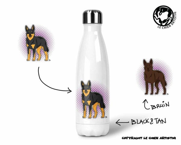 Australian Kelpie ! COMIC ! thermosfles 500ml ( naam optie ! ) div.kleurslagen