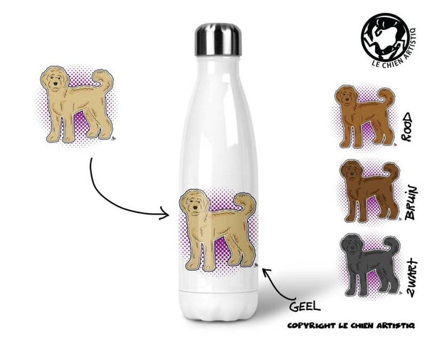 Labradoodle ! COMIC ! thermosfles 500ml ( naam optie ! )
