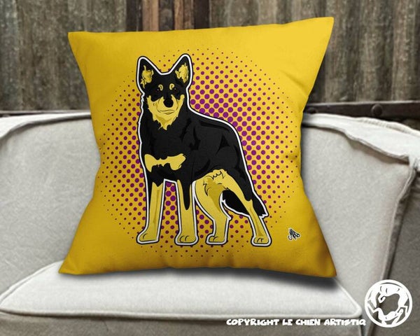 Lapinporokoira ! kussen COMIC stijl ! achtergrond kleur naar keuze !