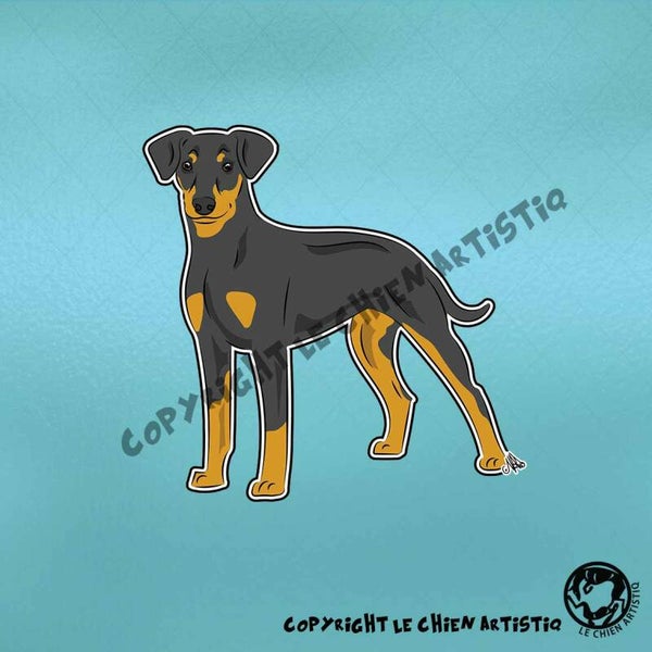 Duitse Pinscher ! COMIC sticker ! beide kleurslagen